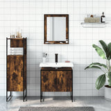 3 Piece Bathroom Cabinet Set Smoked Oak Engineered Wood 3214346