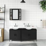 3 Piece Bathroom Cabinet Set Black Engineered Wood 3214730