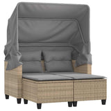 Garden Sofa Beige PE Rattan 2-seater Removable Covers 365785