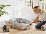 XXL Stainless Steel Cat Litter Box with High Sides, Metal Scoop, 70 x 50 x 30 cm T3398P376108