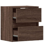 ZNTS Wall-mounted Bedside Cabinet with LED Lights Brown Oak 3307973