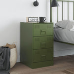 ZNTS Bedside Cabinet Olive Green 34.5x39x62 cm Steel 841783