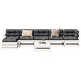 7 Piece Garden Lounge Set White Solid Wood Pine 3250617