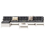 7 Piece Garden Lounge Set White Solid Wood Pine 3250617