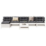 7 Piece Garden Lounge Set White Solid Wood Pine 3250617