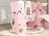 4 in 1 Kids Slide and Swing Set with Climber, Basketball Hoop, Rabbit-Themed, Pink T3398P378997