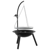 Fire Pit with Adjustable Grill Grate 55.5 x 107.5 cm Steel 42037872