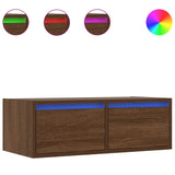 TV Cabinet with LED Lights Brown Oak 75x35.5x25 cm 860235