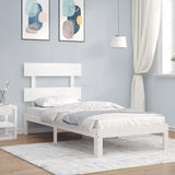 Bed Frame without Mattress White Single Solid Wood Pine 3193497