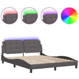 Bed Frame with LED without Mattress "Zadar" Grey 160x200 cm 3214120