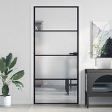 Interior Door Slim Black 93x201,5 cm Tempered Glass and Aluminium 155120