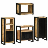 Bathroom Furniture Set with Shelf 4 pcs Brown Soild Mango Wood 3305680