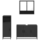 ZNTS 3 Piece Bathroom Furniture Set Black Engineered Wood 3300980