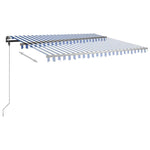 ZNTS Manual Retractable Awning with Posts 4x3.5 m Blue and White 3070216