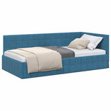 Corner Bed Frame with Headboard Blue 90 x 190 cm Velvet 42016377