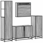 ZNTS 4 Piece Bathroom Furniture Set Grey Sonoma Engineered Wood 3301303