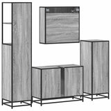 ZNTS 4 Piece Bathroom Furniture Set Grey Sonoma Engineered Wood 3301303