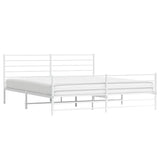 Metal Bed Frame without Mattress with Footboard White 193x203cm 352392