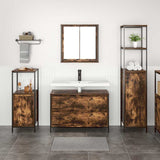 Bathroom Furniture Set 3 pcs Smoked Oak Engineered Wood 3328361