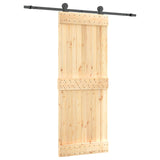 Sliding Door Natural and Black 80 x 210 cm Solid Pine Wood 3444972