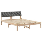 Bed frame Brown and dark grey 140 x 190 cm Solid pine wood 878615