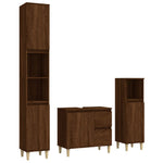 ZNTS 3 Piece Bathroom Cabinet Set Brown Oak Engineered Wood 3185542