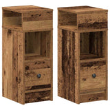 Bedside Cabinets 2 pcs with Drawer Old Wood 25x31x66 cm 858629