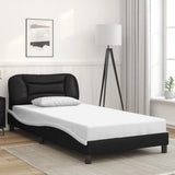 Bed Frame with LED without Mattress "Hvar" Black and White 100x200 cm 3213918
