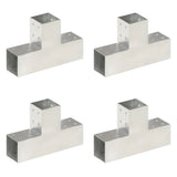 Post Connectors 4 pcs T Shape Galvanised Metal 81x81 mm 145464
