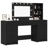 Dressing Table with Drawer 3 pcs Black Oak Engineered Wood 3334210