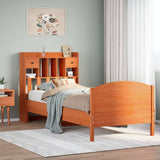 ZNTS Bookcase Bed without Mattress Wax Brown 100x200cm Solid Wood Pine 3323160