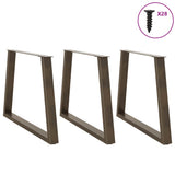 Dining Table Legs V-Shape 3 pcs Natural Steel 90x cm Steel 4012595