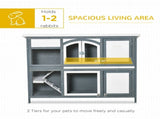 Rabbit Hutch Outdoor Guinea Pig Hutch 2 Tier Wooden Cage w/ Ramp, Divider, Openable Roof, 125 x 48 x T3398P555149