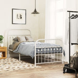 Metal Bed Frame without Mattress with Footboard White 90x200cm 376660