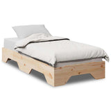 Bed Frame No Mattress Stackable 75x190 cm Small Single Solid Wood 859211