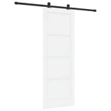 Sliding Door White and Black 78 x 211 cm Solid Pine Wood 3333361