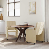 Dining Chairs with Wheels 2 pcs Cream 58 x 65 x 94 cm Fabric 42017836