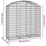Arched Gabion Basket 150x50x140/160 cm Galvanised Iron 153457