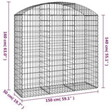 Arched Gabion Basket 150x50x140/160 cm Galvanised Iron 153457