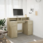 Desk with LED Lights Sonoma Oak 120x55x91 cm Engineered Wood 3309413