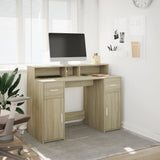 Desk with LED Lights Sonoma Oak 120x55x91 cm Engineered Wood 3309413