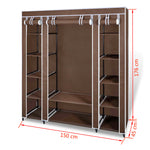 Fabric Wardrobe with Compartments and Rods 45x150x176 cm Brown 240496