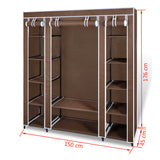 Fabric Wardrobe with Compartments and Rods 45x150x176 cm Brown 240496