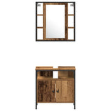 Bathroom Furniture Set with Shelf 3 pcs Brown Engineered wood 3332563