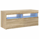 804385 TV Cabinet with LED Lights Sonoma Oak 90x35x40 cm