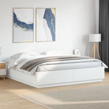 Bed Frame with LED without Mattress White 200x200 cm 3209583