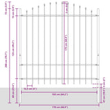 Garden Fence Grey 1190 x 175 cm Powder-Coated Steel 3360128