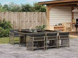 7 Piece Garden Dining Set with Cushions Grey Poly Rattan 3211628