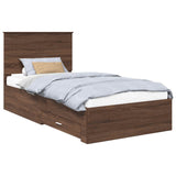 Bed Frame Brown Oak and Silver 90 x 200 cm Engineered Wood 3411347
