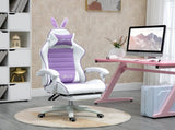 Racing Gaming Chair, Reclining PU Leather Computer Chair with Removable Rabbit Ears, Footrest, T3398P330504